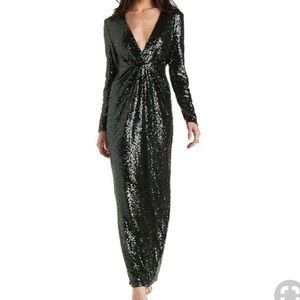 NWT Emerald Sequin Long Sleeve Maxi Dress